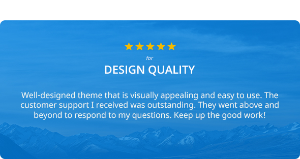 Five Star Review for Design Quality